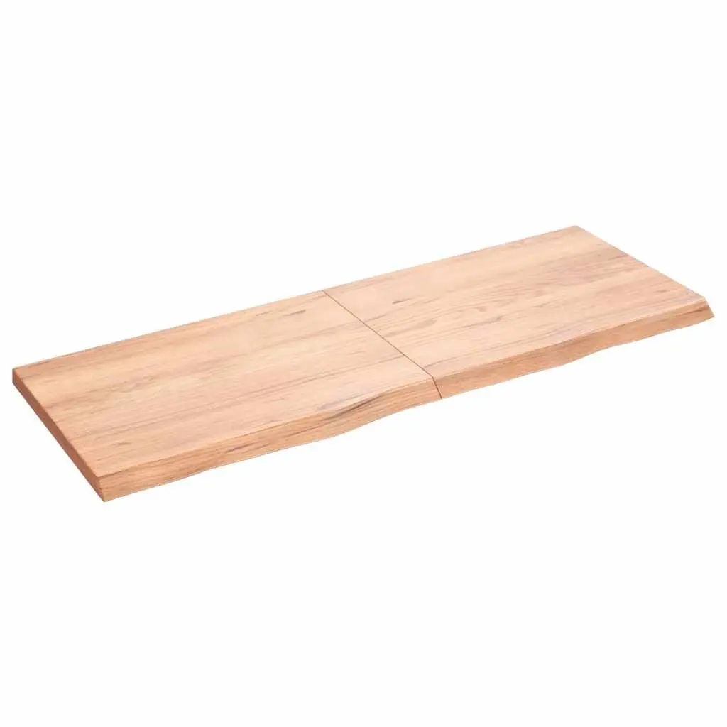 Solid Oak Wood Table Top Brown 140x50cm Live Edge Treated Surface