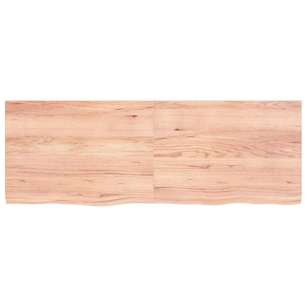 Solid Oak Wood Table Top Brown 140x50cm Live Edge Treated Surface
