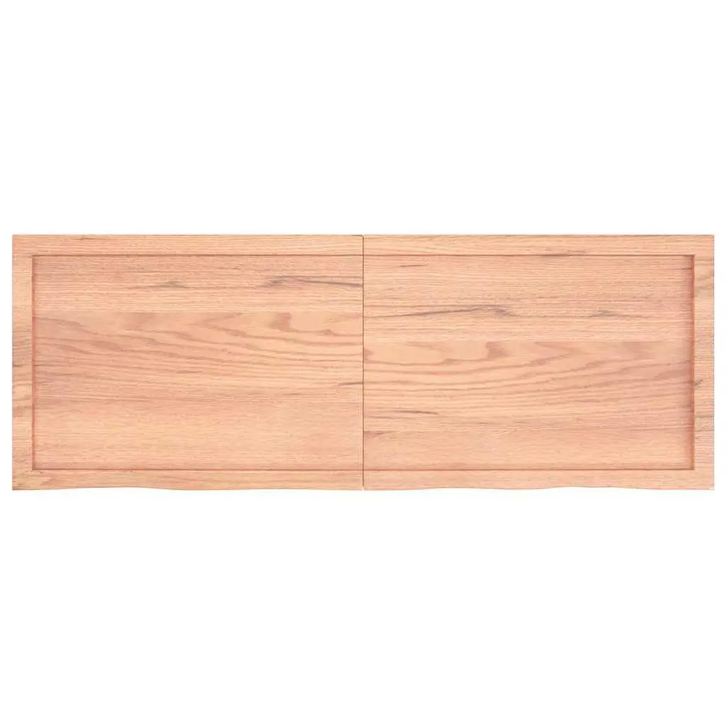 Solid Oak Wood Table Top Brown 140x50cm Live Edge Treated Surface