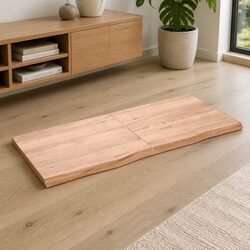 Solid Oak Folding Table Top - 140x60cm Brown with Live Edge