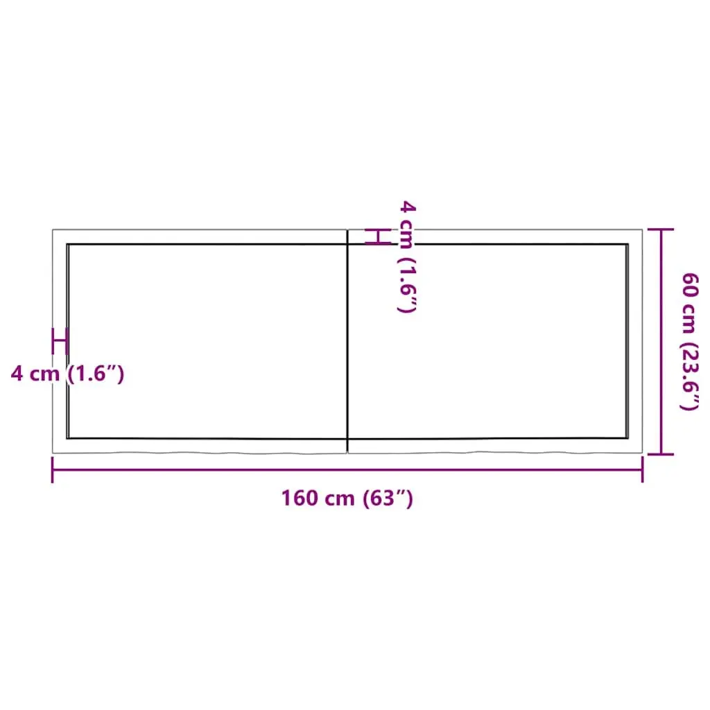 Folding Brown Solid Oak Wood Table Top 160x60cm Treated Varnished Surface Replacement