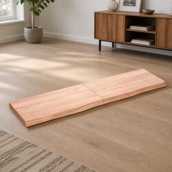 Compact Oak Wood Table Top 180x50x6 cm - Brown Finish