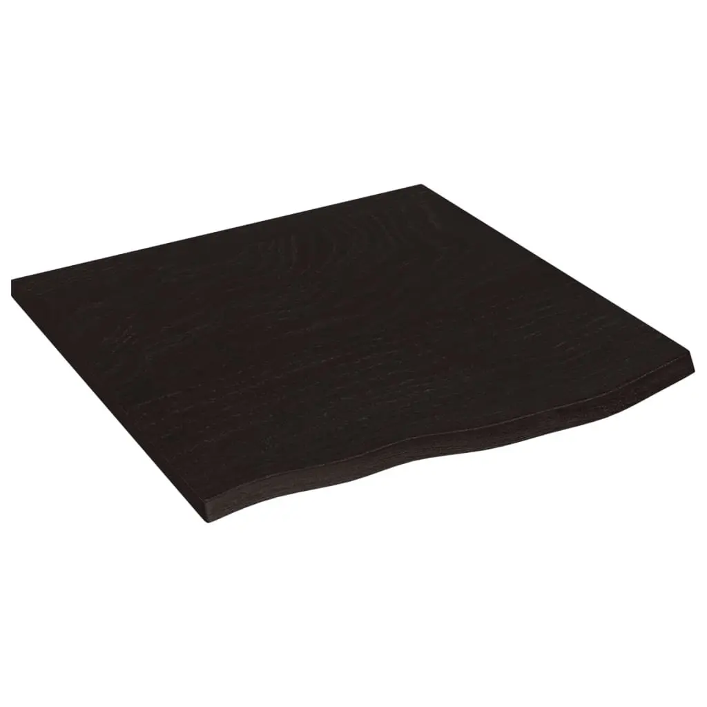 Solid Oak Wood Tabletop Dark Brown 60x60x2 cm Handcrafted Live Edge Treated Surface