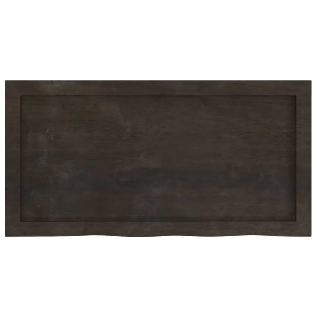 Solid Oak Table Top Dark Brown 80x40x4 cm Handmade Live Edge Treated for Home or Commercial Use