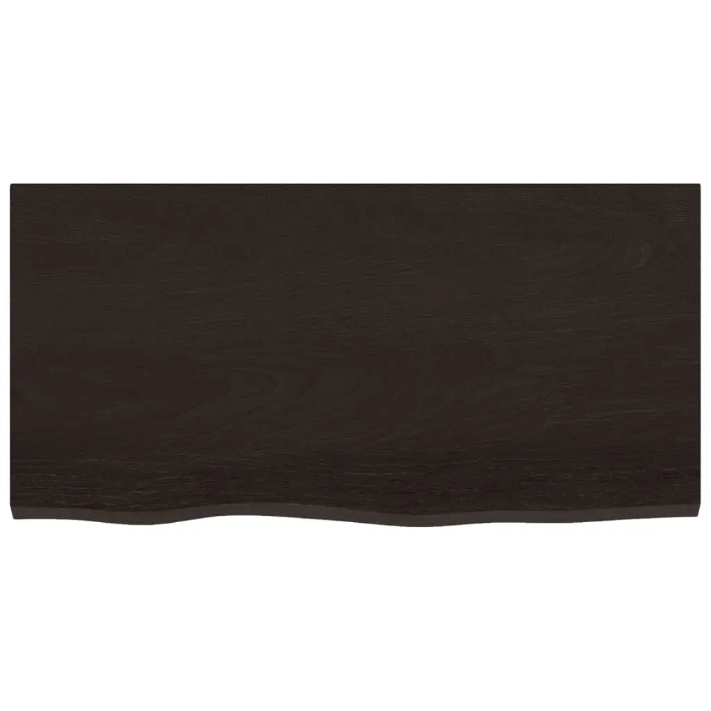 Solid Oak Table Top Dark Brown 80x40x4 cm Handmade Live Edge Treated for Home or Commercial Use