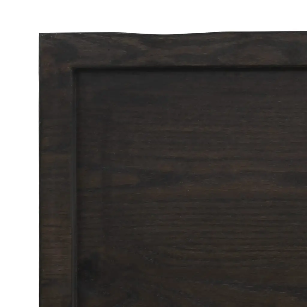 Solid Oak Table Top Dark Brown 80x40x4 cm Handmade Live Edge Treated for Home or Commercial Use