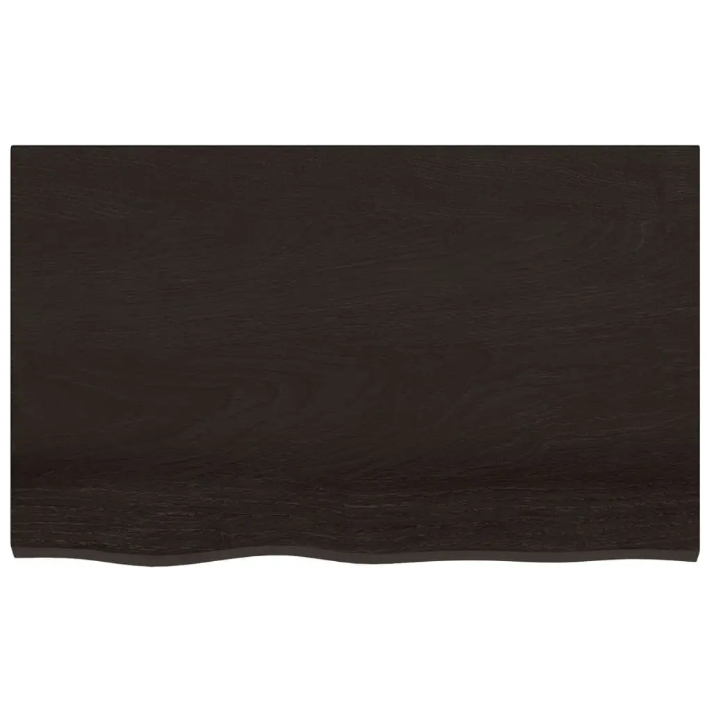 Wooden Table Top Dark Brown 80x50x4 cm Solid Oak Handcrafted Live Edge