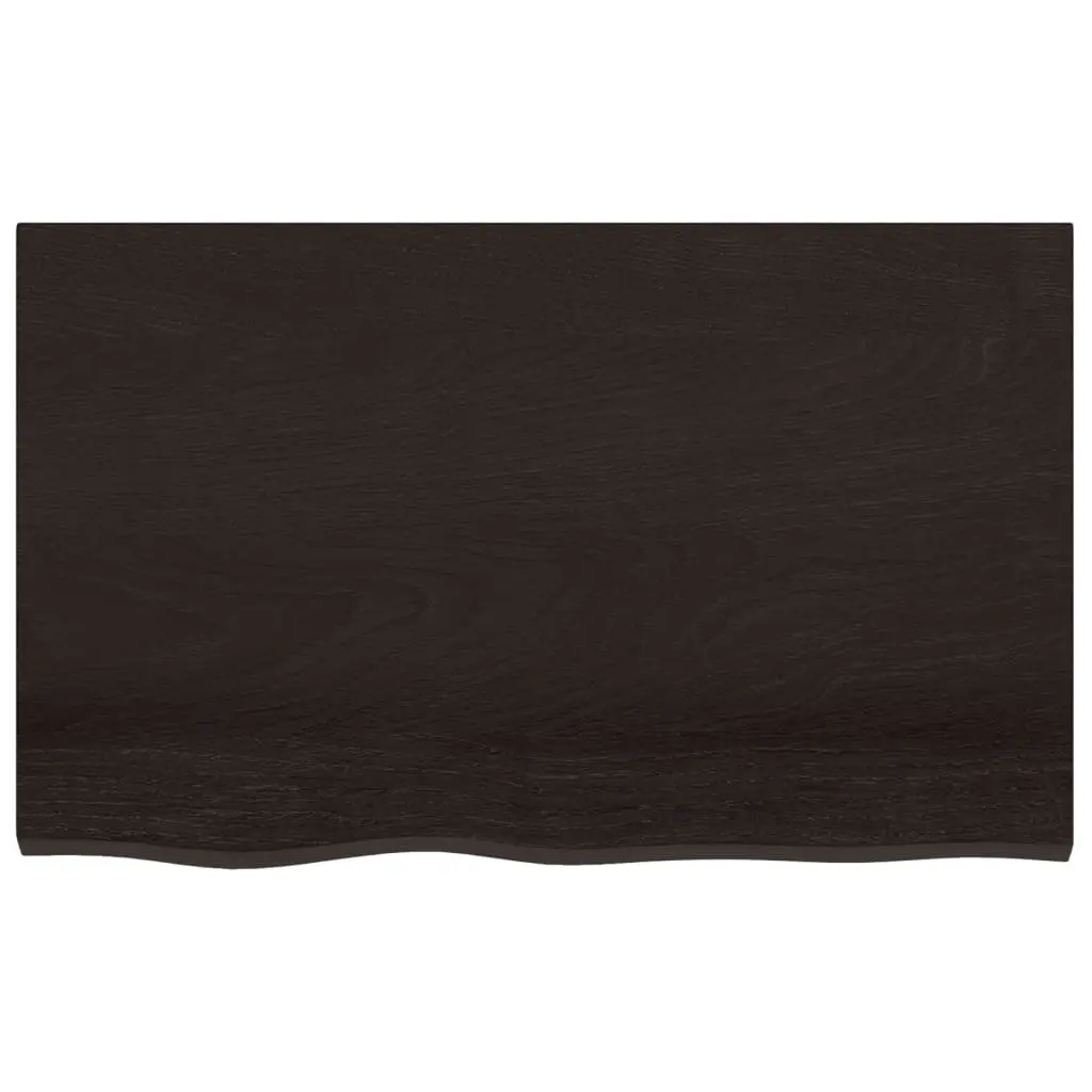 Solid Oak Wood Table Top Dark Brown 80x50x6cm Handmade Live Edge Treateduitable for Home or Commercial Use