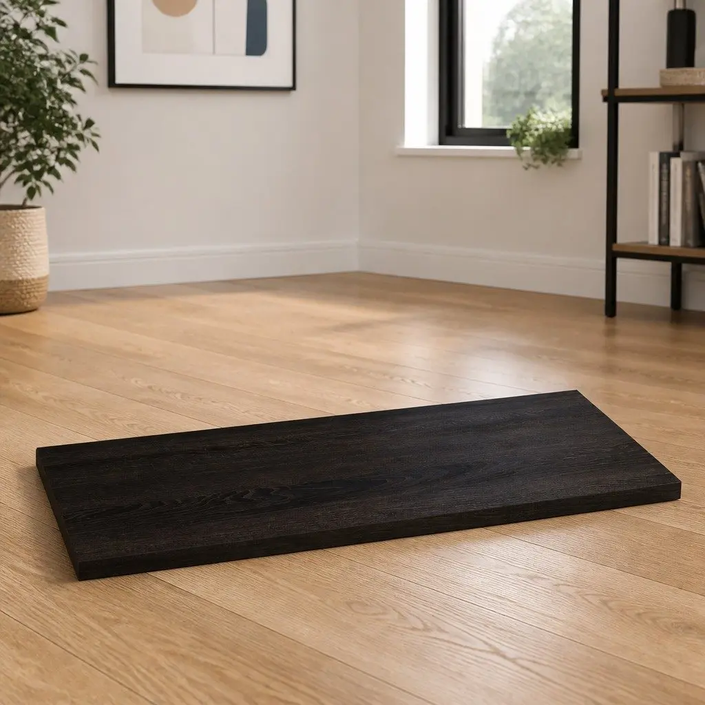 Dark Brown Solid Oak Table Top—Simple and Solid