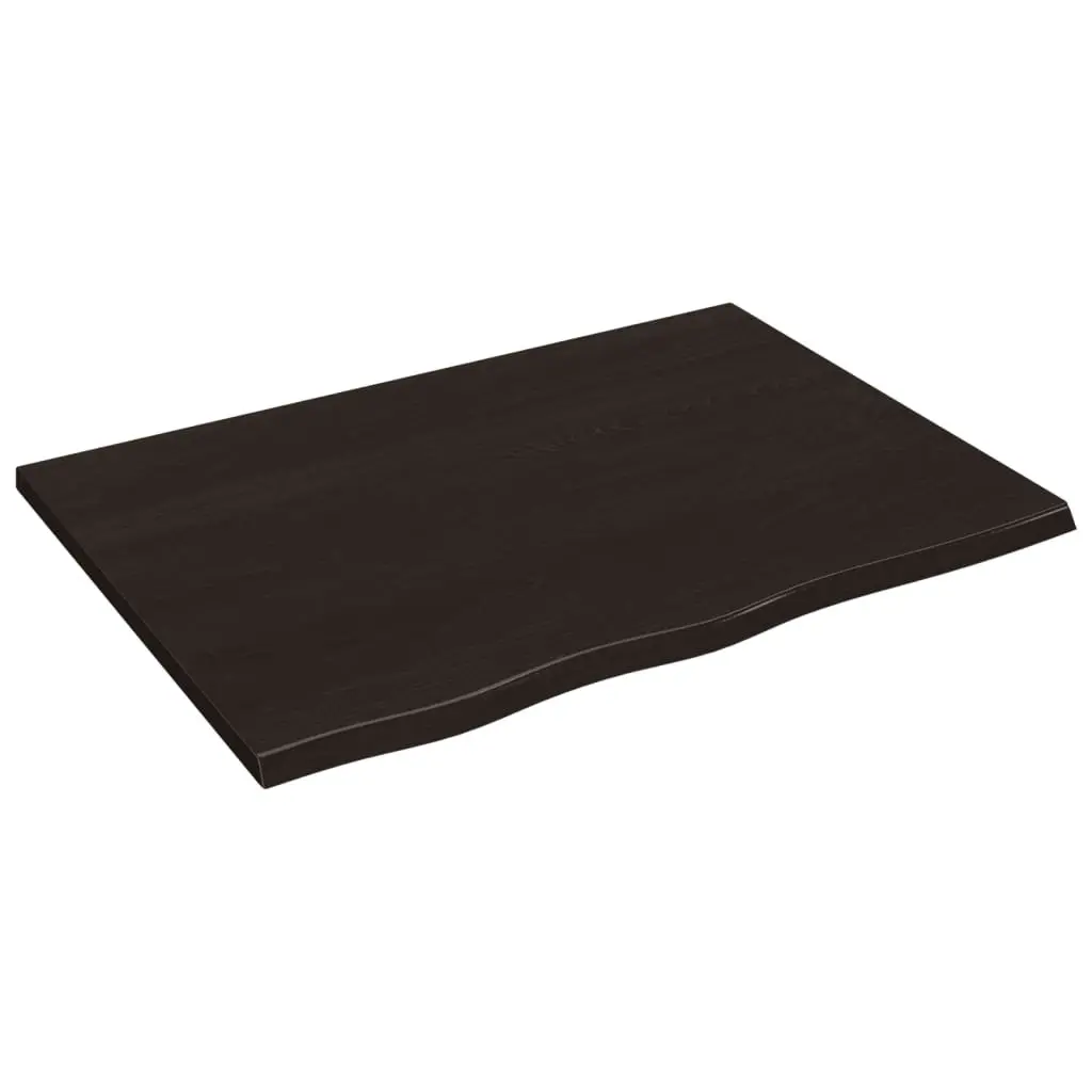 Wooden Replacement Tabletop Dark Brown 80x60x2cm Solid Oak Handcrafted Live Edge Treated