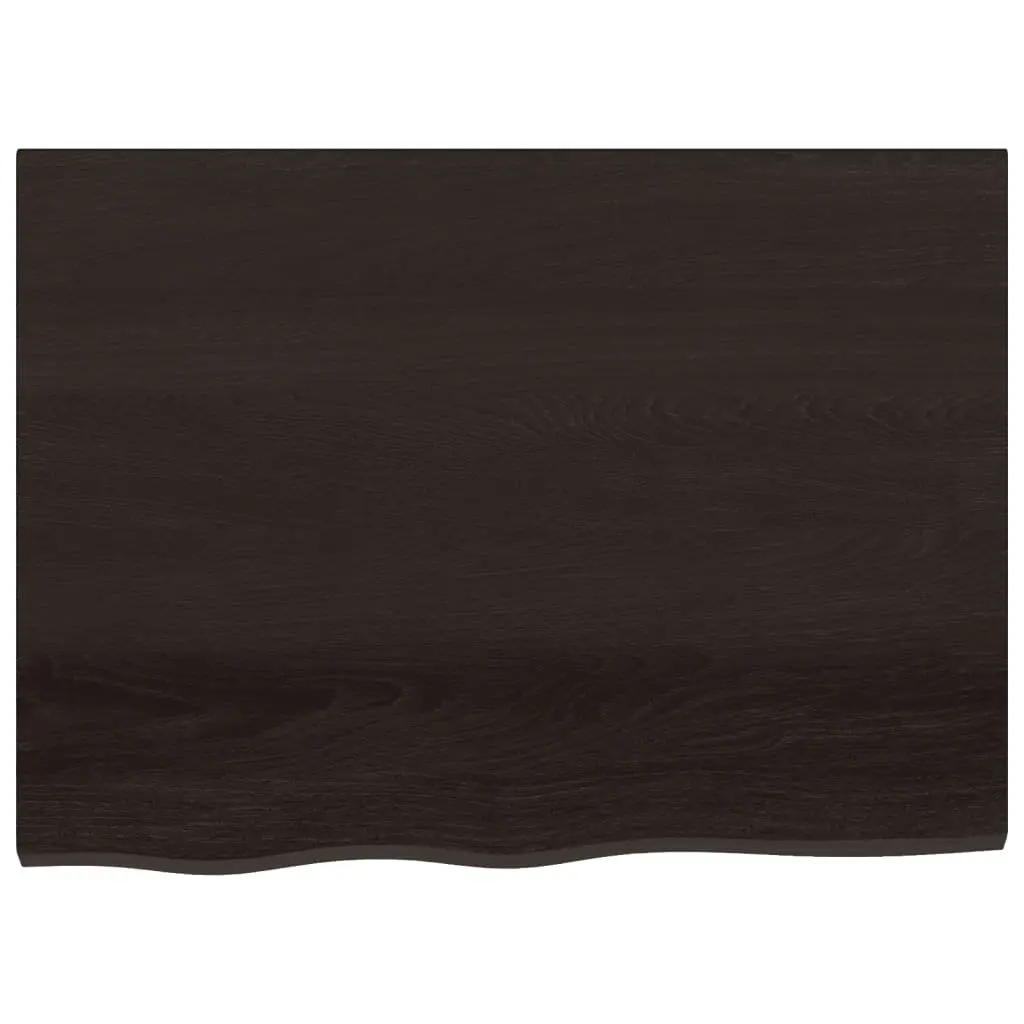 Wooden Replacement Tabletop Dark Brown 80x60x2cm Solid Oak Handcrafted Live Edge Treated