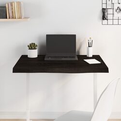 Solid Oak Wood Tabletop 100x40x2 cm, Dark Brown Finish