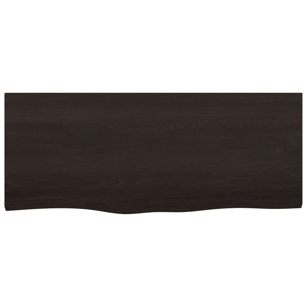 Solid Oak Table Top Handcrafted Live Edge Treated Dark Brown 100x40cm