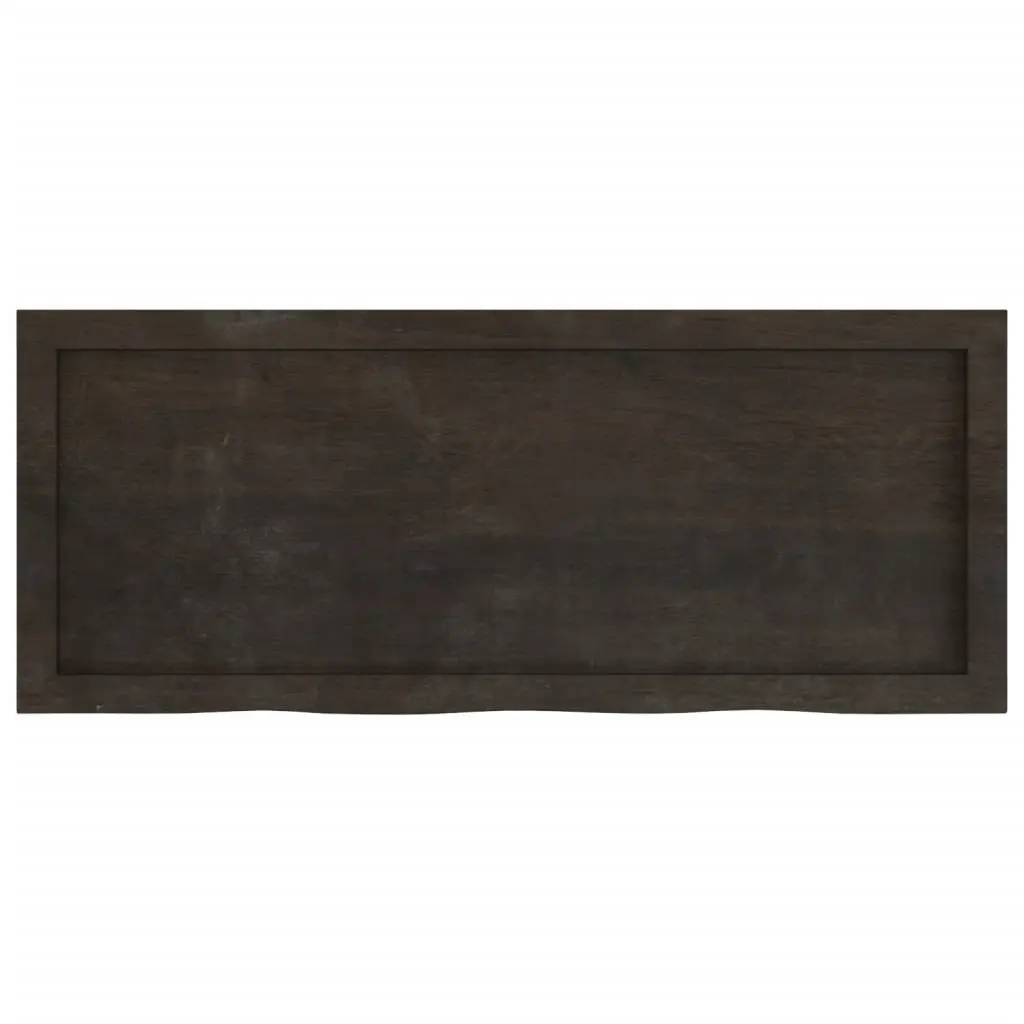 Solid Oak Table Top Handcrafted Live Edge Treated Dark Brown 100x40cm