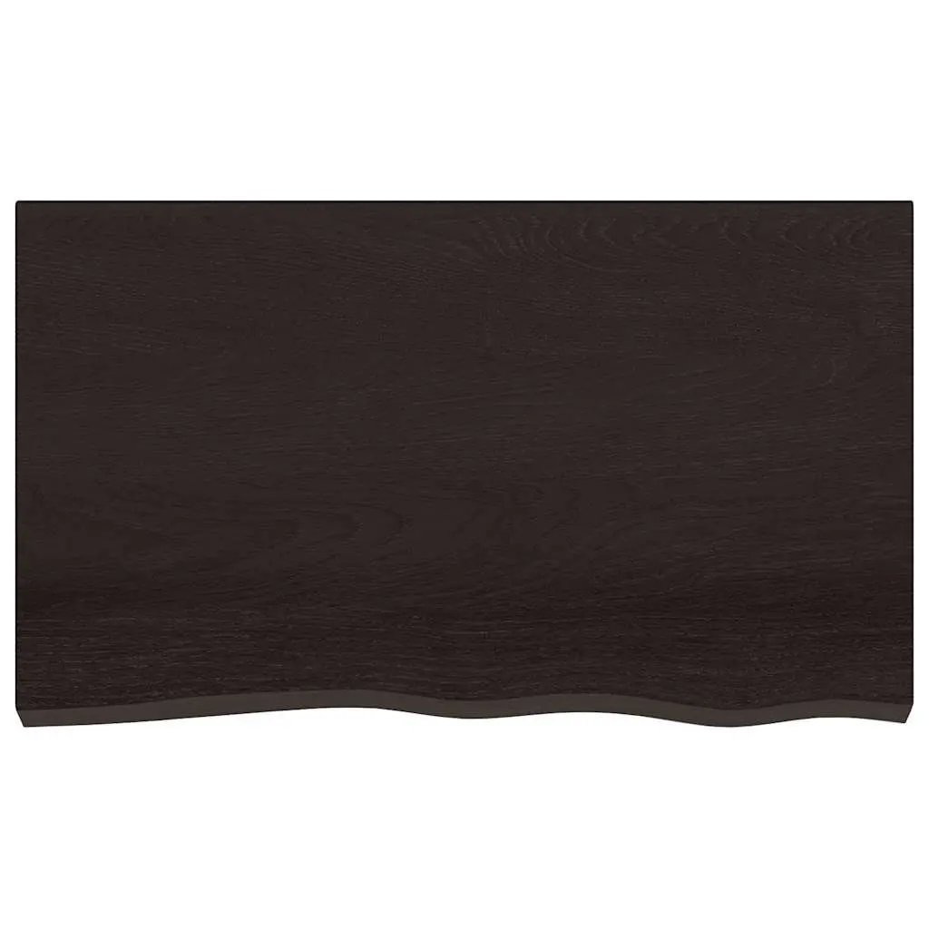 Table Top Handcrafted Dark Brown Solid Oak Wood 100x60x2 cm Live Edge Treated