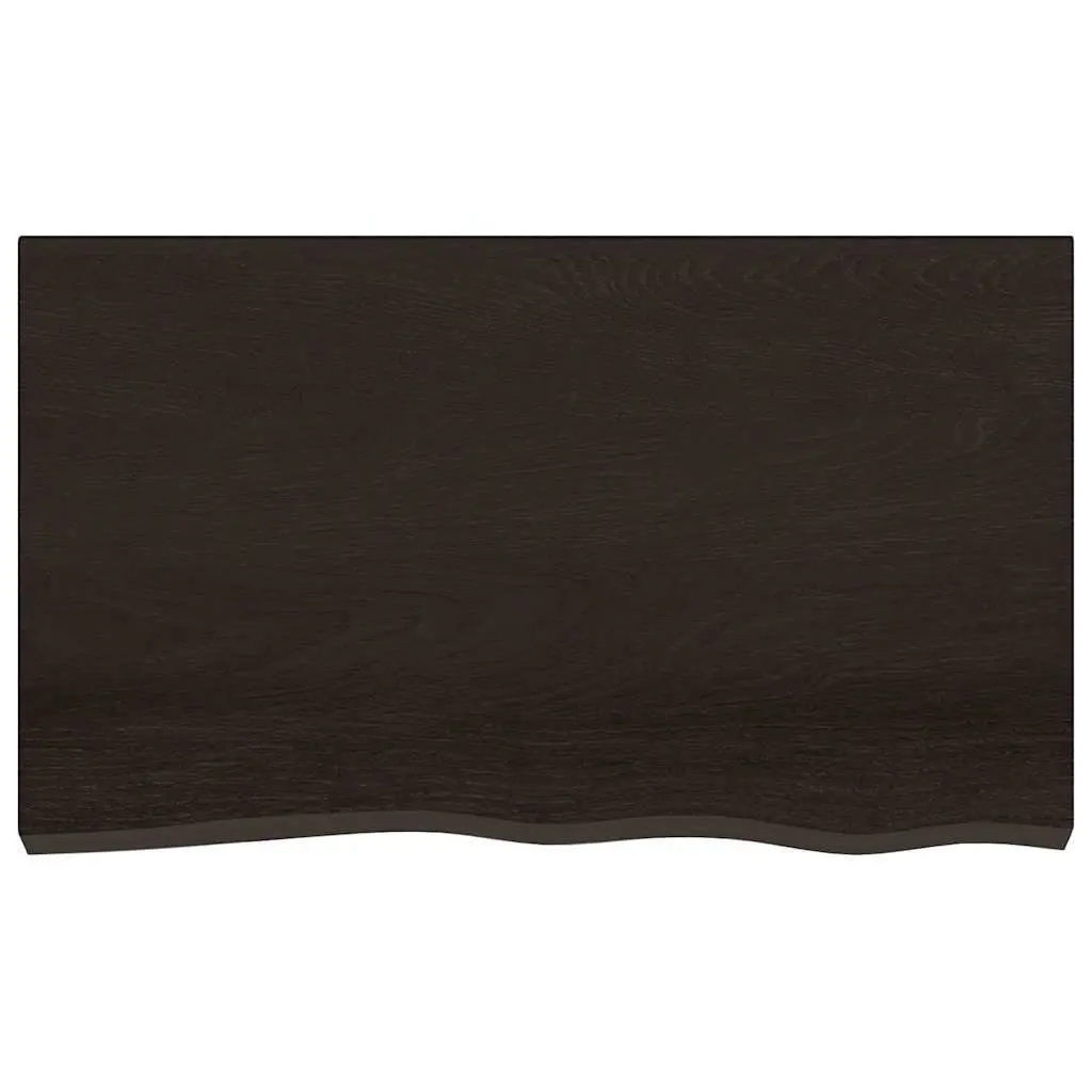 Wooden Table Top Dark Brown 100x60x6cm Treated Solid Oak Handmade Live Edge