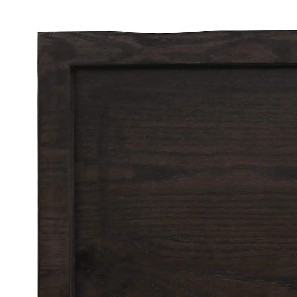 Wooden Table Top Dark Brown 100x60x6cm Treated Solid Oak Handmade Live Edge