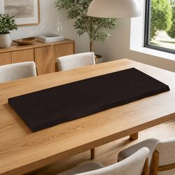 Solid Oak Wood Table Top 120x50cm Dark Brown Treated Tabletop Replacement Board