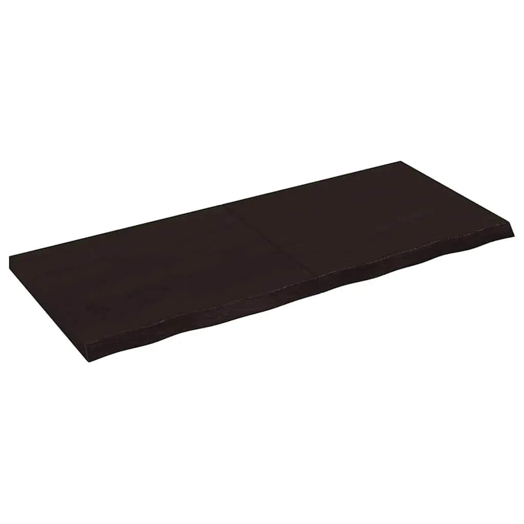 Solid Oak Wood Table Top Dark Brown 120x50cm Treated Foldable Handcrafted Live Edge