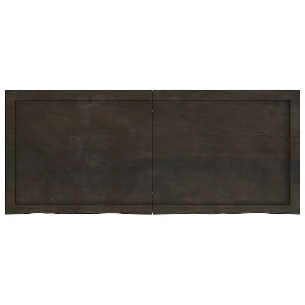 Solid Oak Wood Table Top Dark Brown 120x50cm Treated Foldable Handcrafted Live Edge