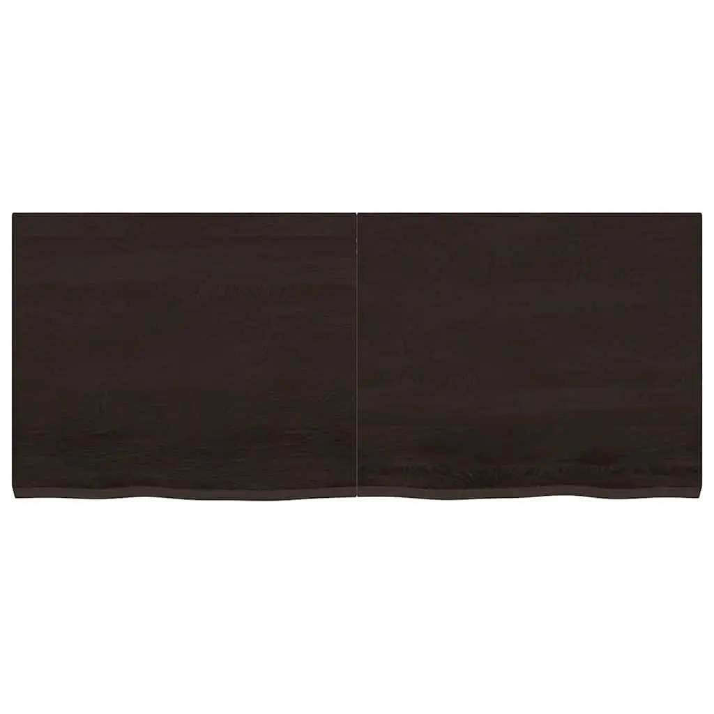 Solid Oak Wood Table Top Dark Brown 120x50cm Treated Foldable Handcrafted Live Edge