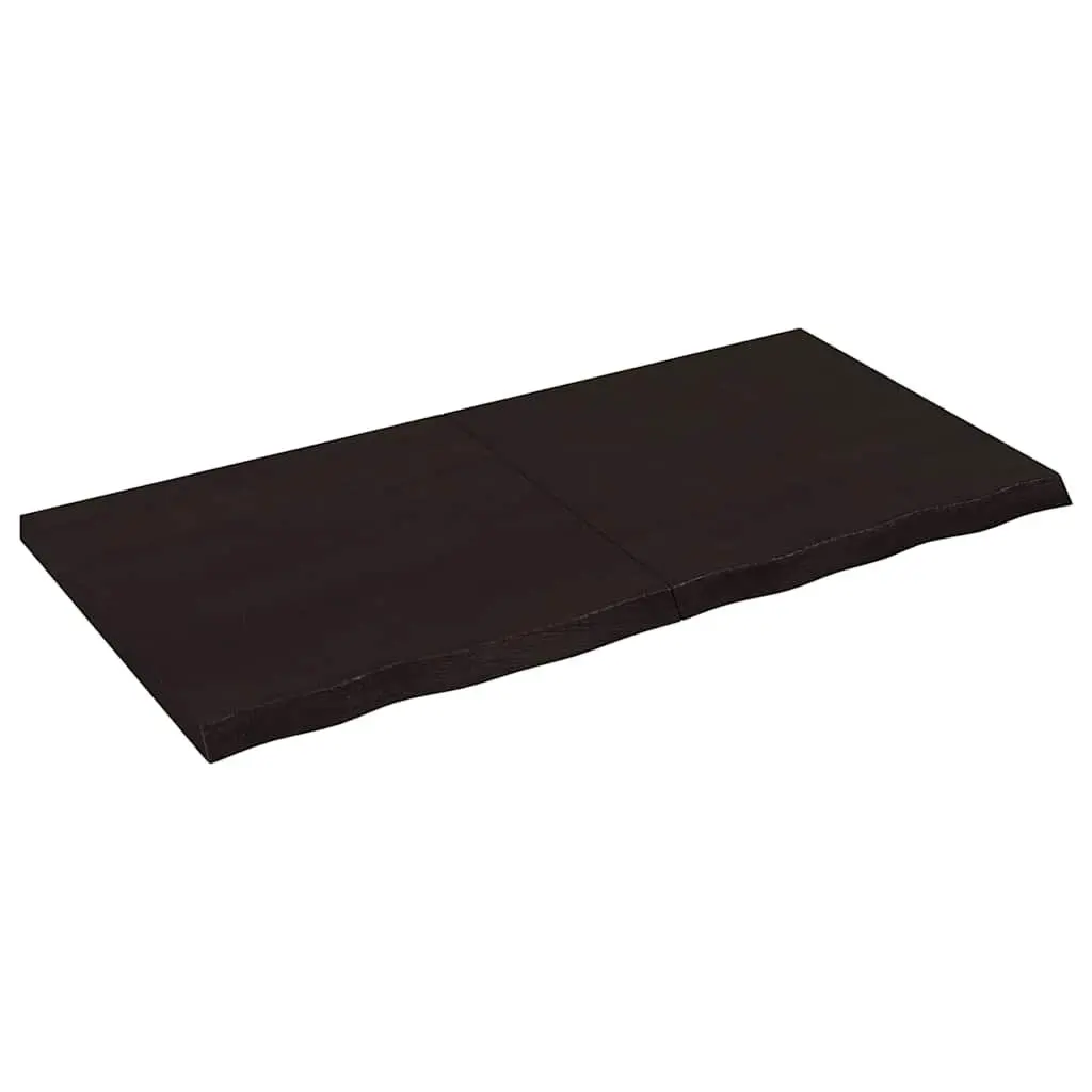 Solid Oak Wood Table Top Dark Brown 120x60cm Foldable Handcrafted Live Edge
