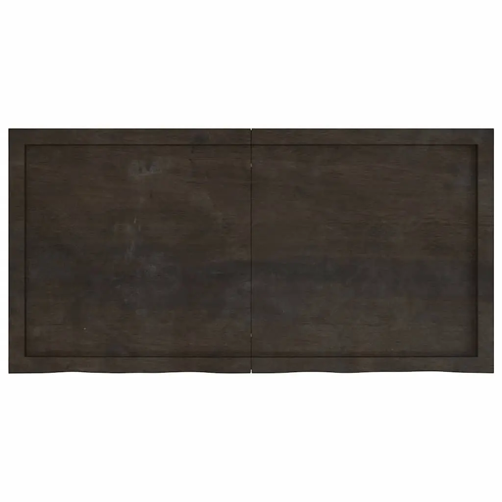Solid Oak Wood Table Top Dark Brown 120x60cm Foldable Handcrafted Live Edge