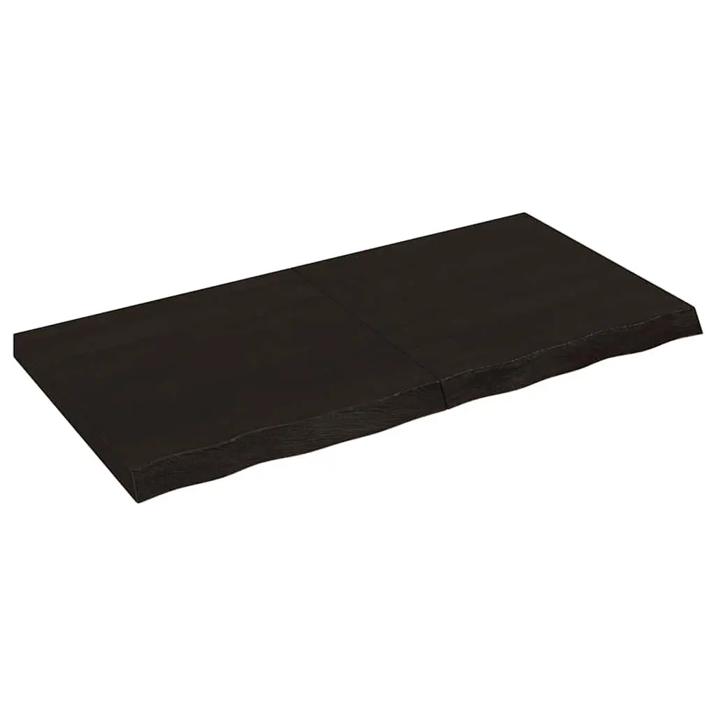 Solid Oak Wood Folding Table Top Dark Brown 120x60cm Live Edge Handcrafted