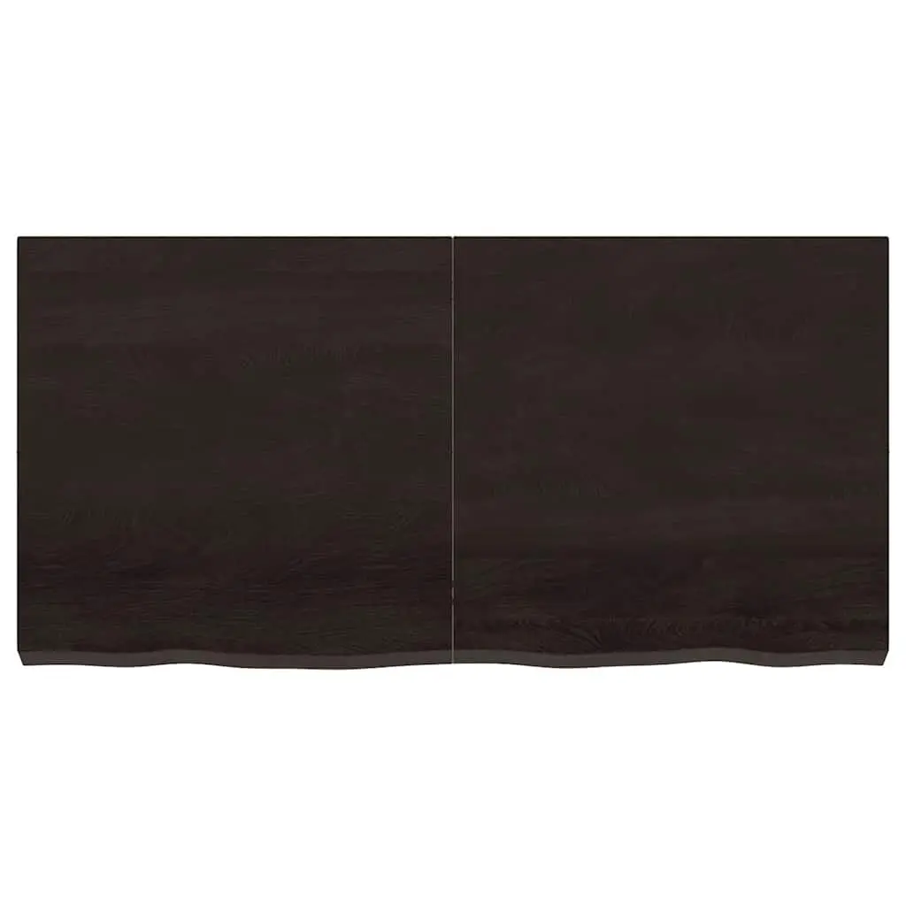 Solid Oak Wood Folding Table Top Dark Brown 120x60cm Live Edge Handcrafted