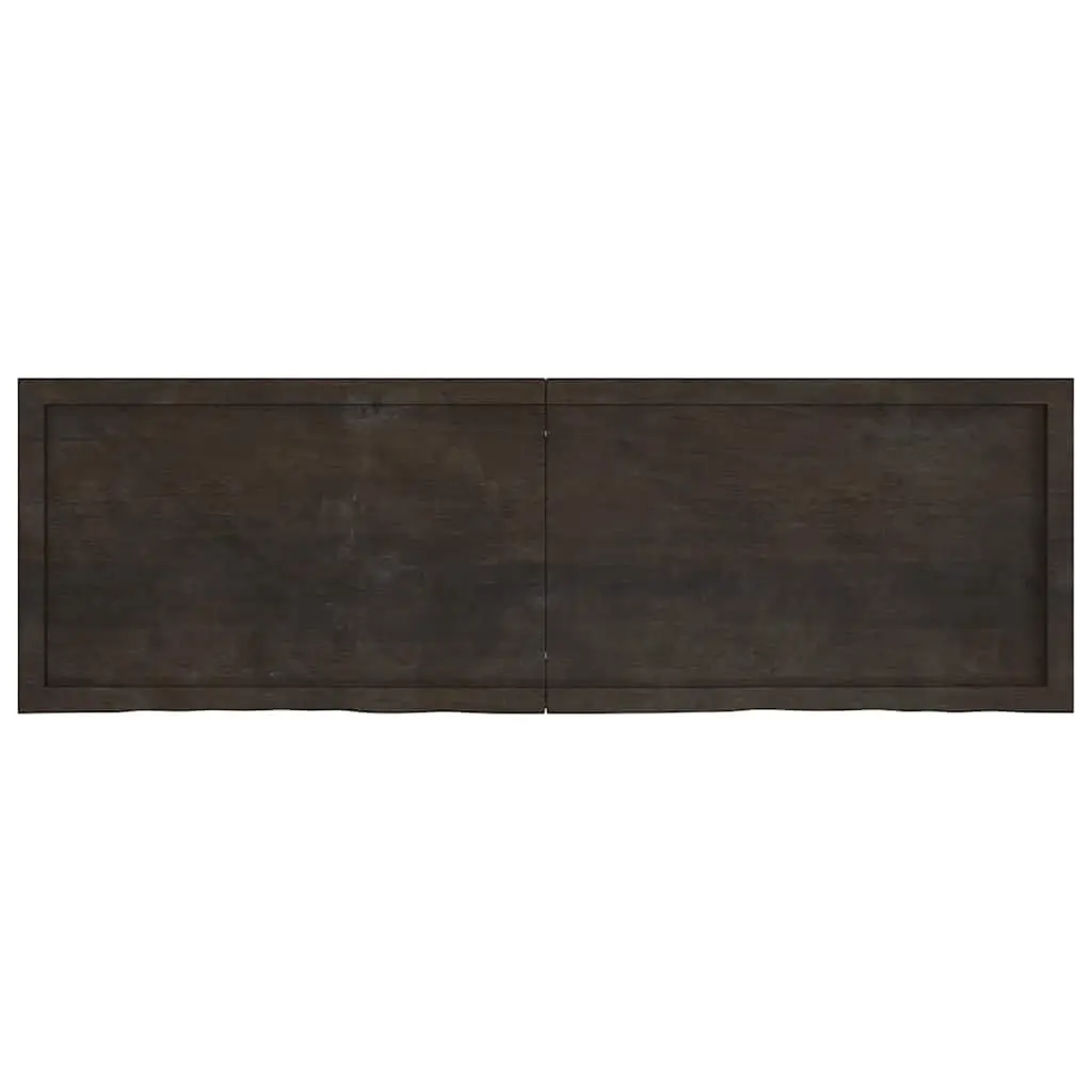Solid Oak Wood Table Top Dark Brown 160x50x4 cm Live Edge Handmade Pre-Treated