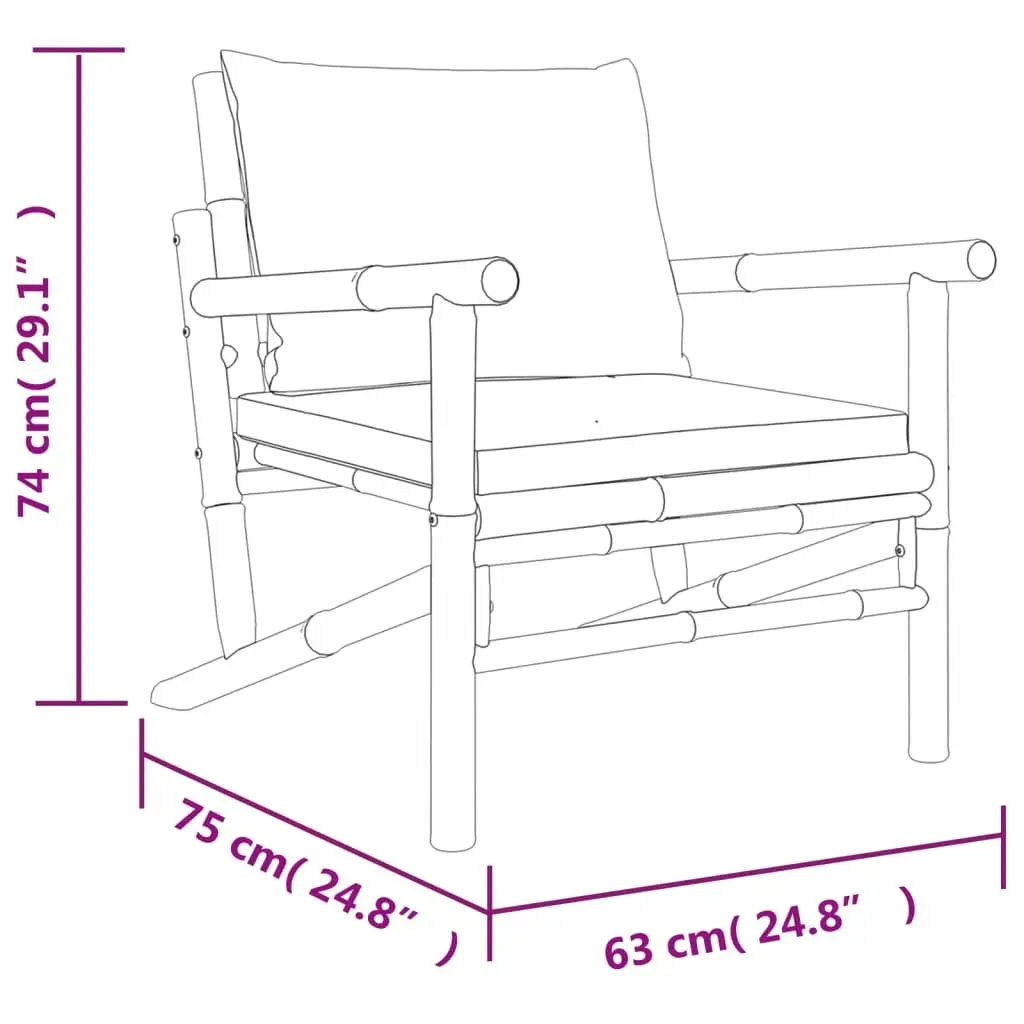 Garden Lounge Set 4 Piece Bamboo Outdoor Furniture with Cushions Patio Seating