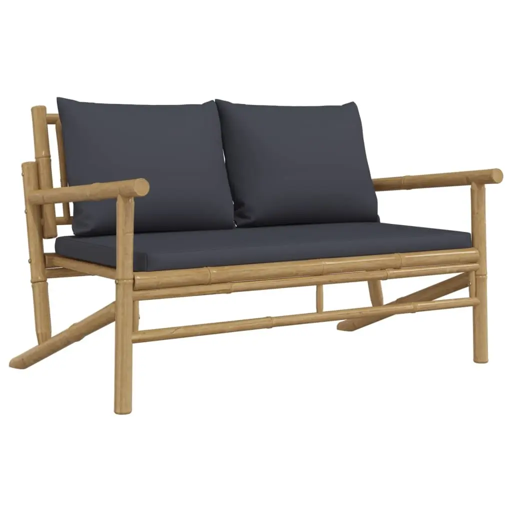 Garden Lounge Set 3 Piece Outdoor Furniture Bamboo with Cushions Backrest