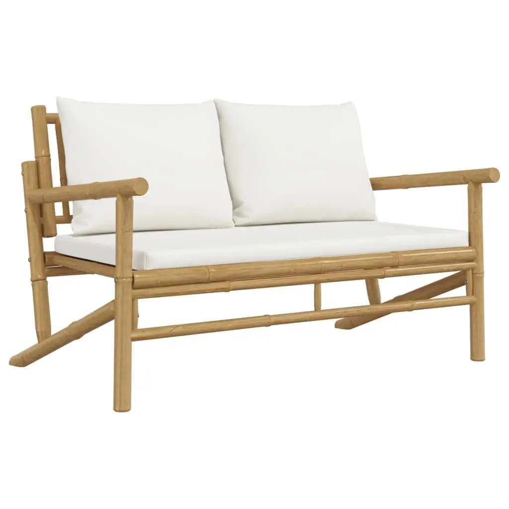 Garden Lounge Set 5 Piece Outdoor Furniture Bamboo Sofa with Cushions Brown