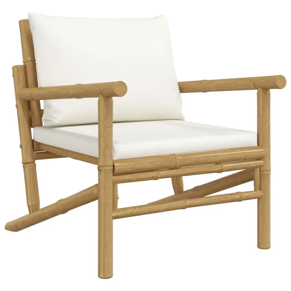 Garden Lounge Set 5 Piece Outdoor Furniture Bamboo Sofa with Cushions Brown