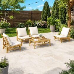 5 Piece Bamboo Garden Lounge Set with Comfort and Style