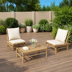 Concise Bamboo Lounge Set with Cream Cushions