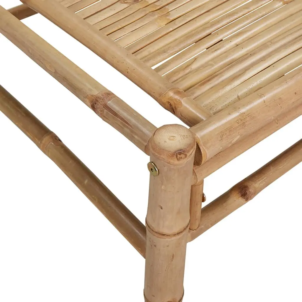 Garden Lounge Set 3 Piece Bamboo Outdoor Furniture with Cream Cushions