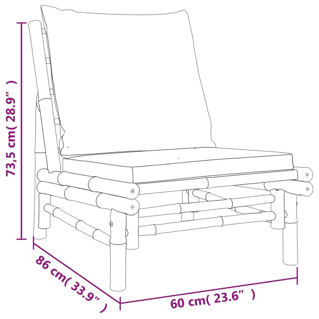 Garden Lounge Set 3 Piece Bamboo Outdoor Furniture with Cream Cushions