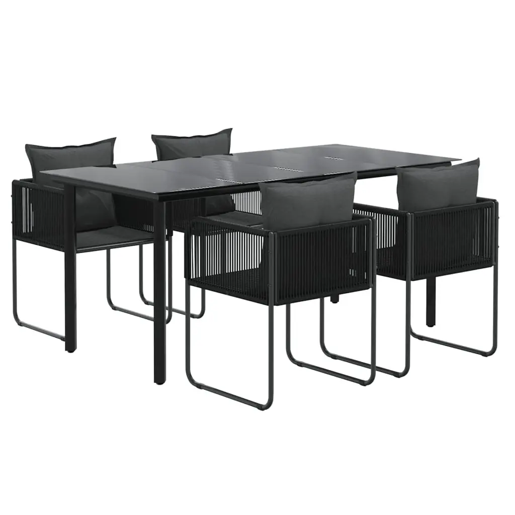 5 Piece Garden Dining Set Black Outdoor Furniture Patio Table Chairs