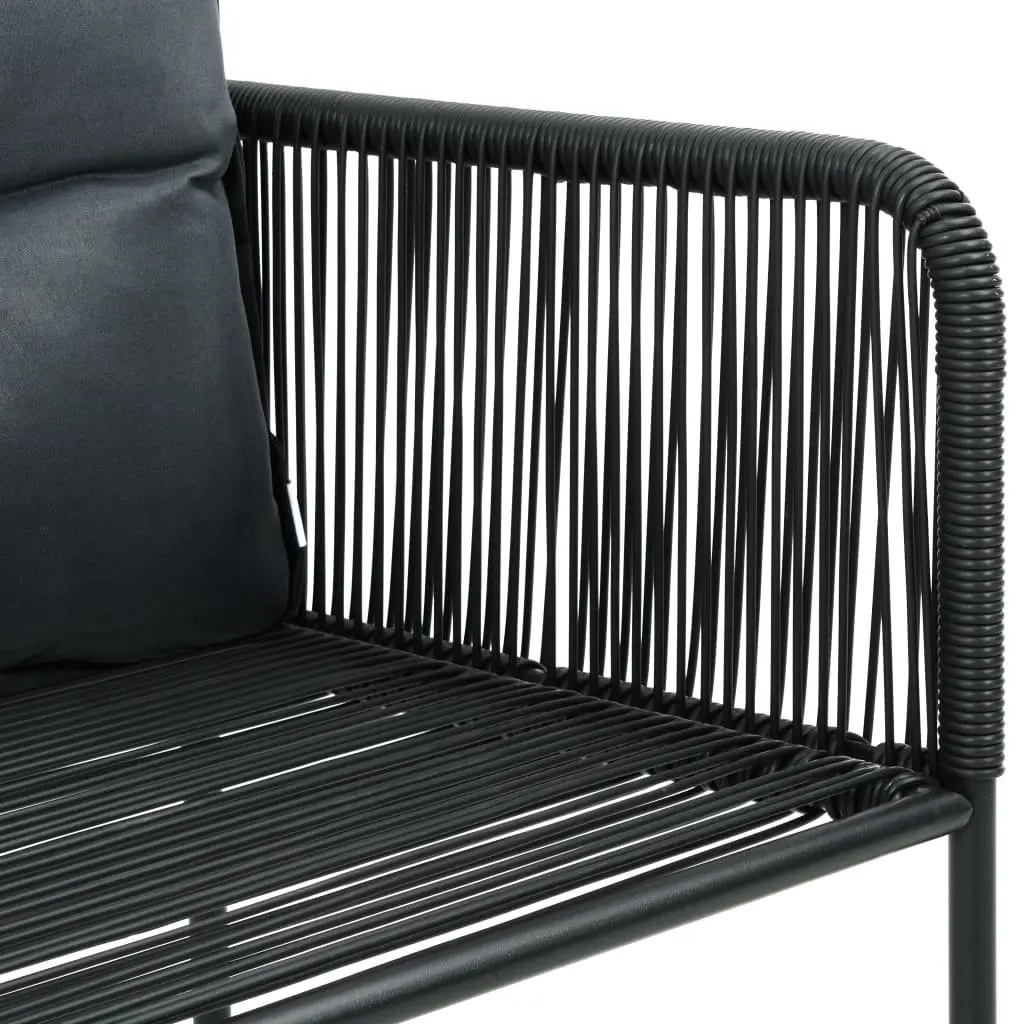 7 Piece Garden Dining Set Black Outdoor Furniture Rattan Glass Table Chairs