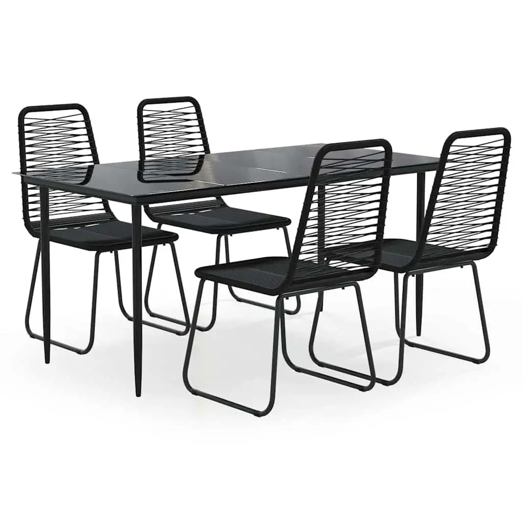 Garden Dining Set 5 Piece Outdoor Furniture Black Patio Rattan Table Chairs