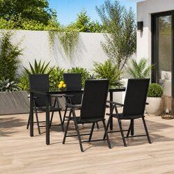 Garden Dining Set 5 Piece Outdoor Furniture Black Rattan Chairs Table