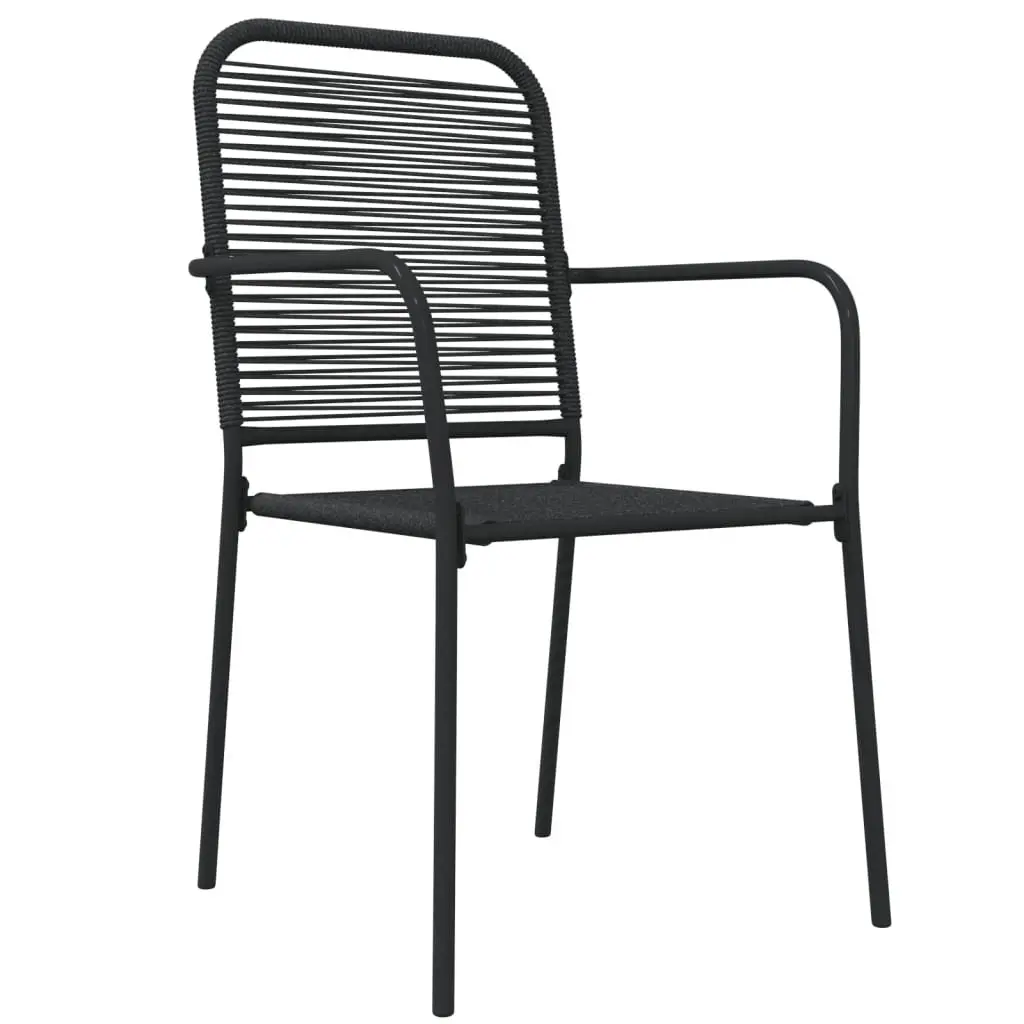 Garden Dining Set 7 Piece Black Cotton Rope Steel Frame Outdoor Furniture