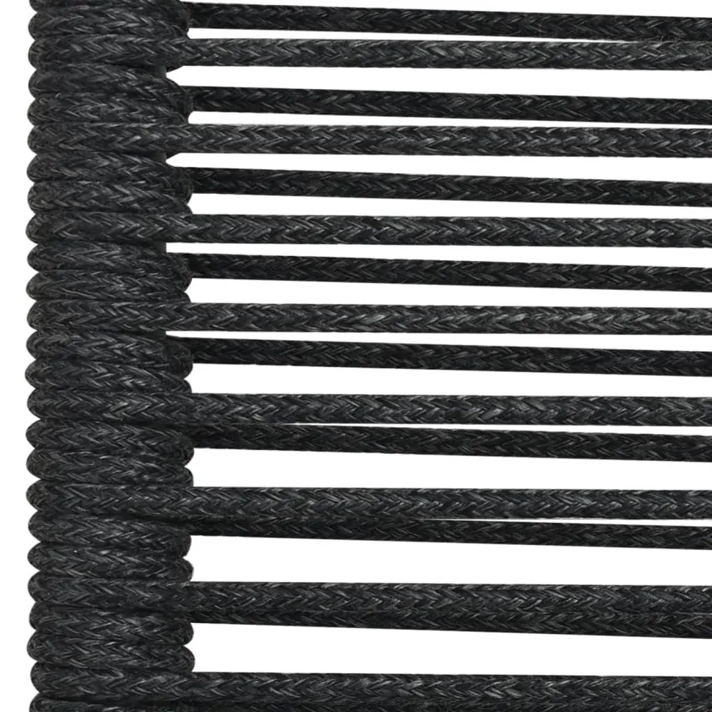 Garden Dining Set 7 Piece Black Cotton Rope Steel Frame Outdoor Furniture