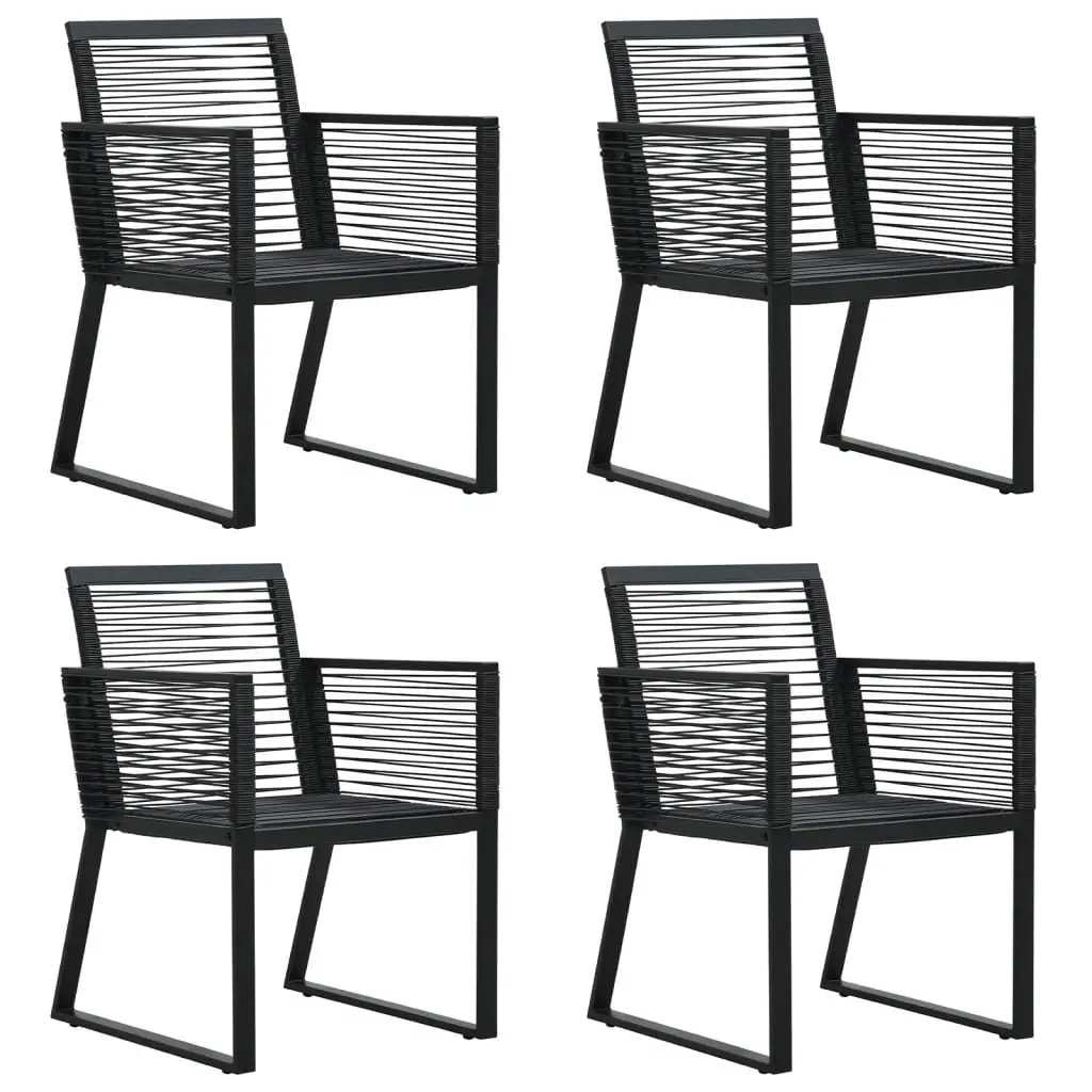 Garden Dining Set Black 5 Piece PVC Rattan Outdoor Furniture Patio Table Chairs