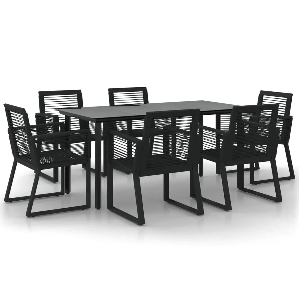 Garden Dining Set 7 Piece Outdoor Furniture Black Rattan Chairs Table Patio