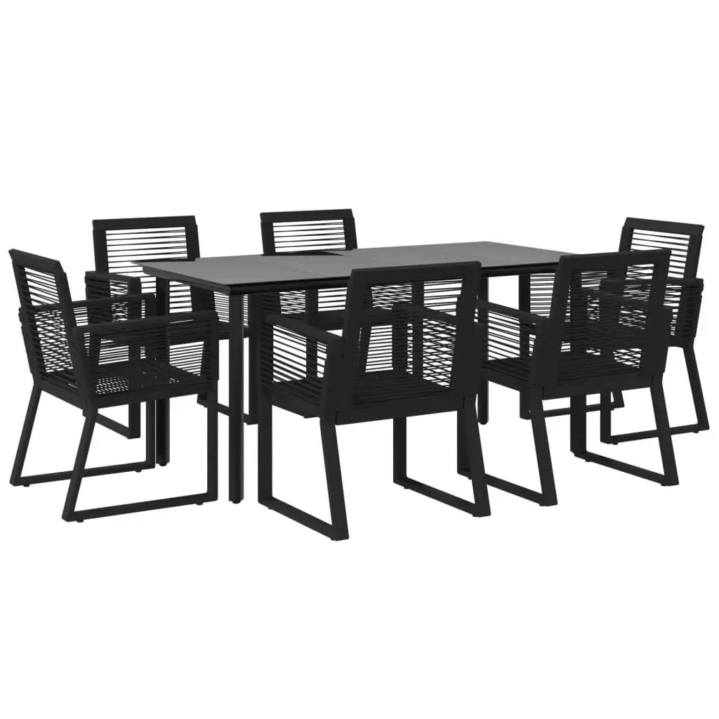 Garden Dining Set 7 Piece Outdoor Furniture Black Rattan Chairs Table Patio