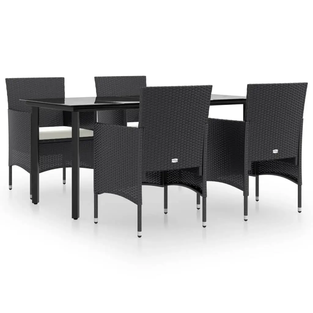 Garden Dining Set 5 Piece Outdoor Furniture Table Chairs with Cushions Black