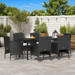 7 Piece Black Dining Set for Outdoors