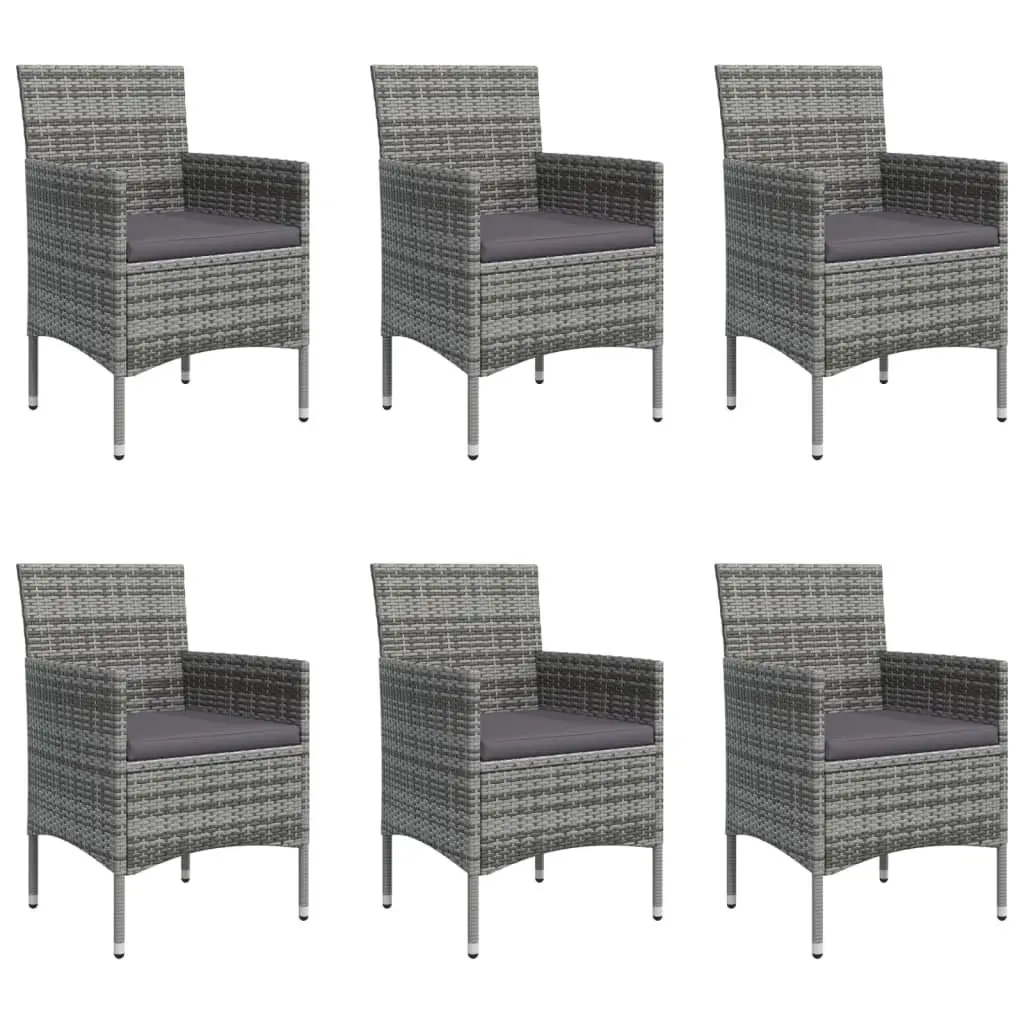 7 Piece Garden Dining Set Outdoor Furniture with Cushions Grey Black